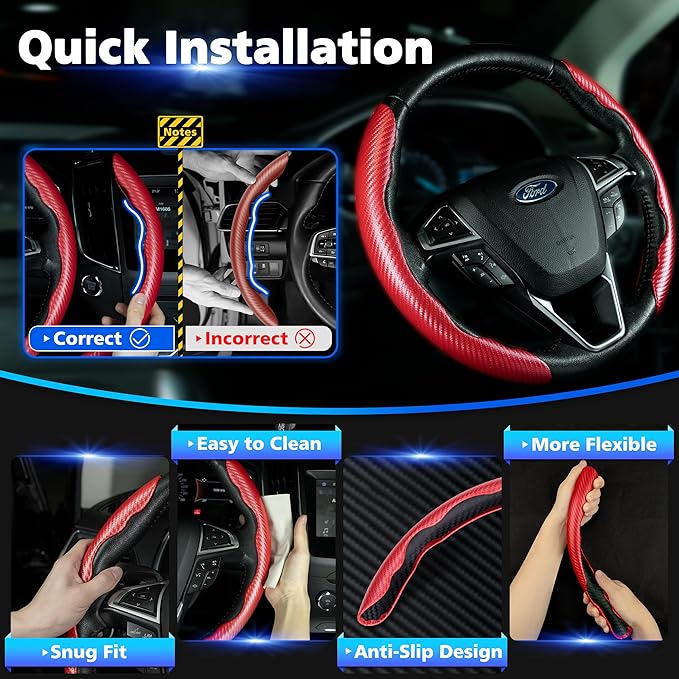 Grip Carbon Fiber Steering Wheel Cover