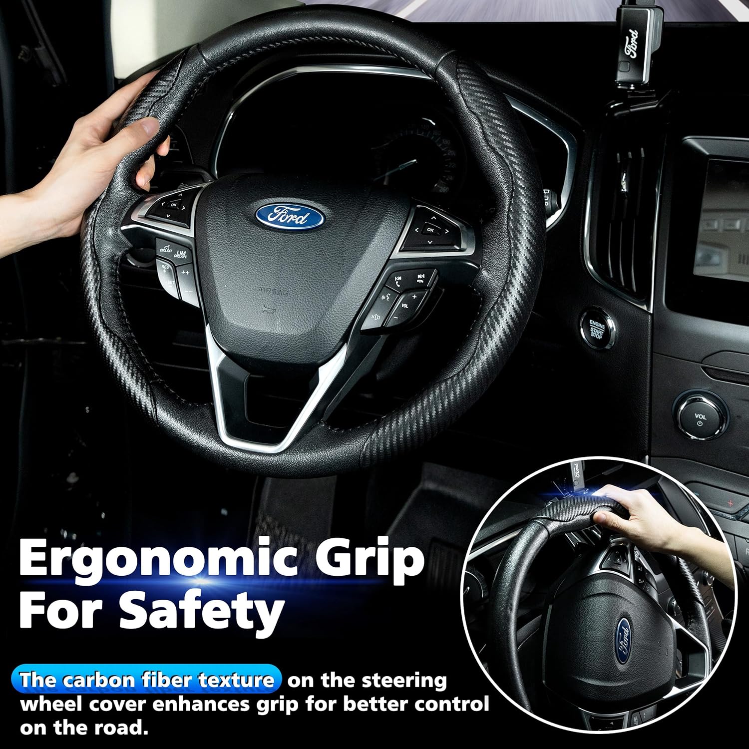 Grip Carbon Fiber Steering Wheel Cover